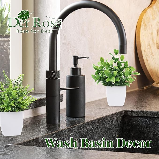 Der Rose 4 Pack Fake Plants Mini Artificial Greenery Potted Plants - Image 4