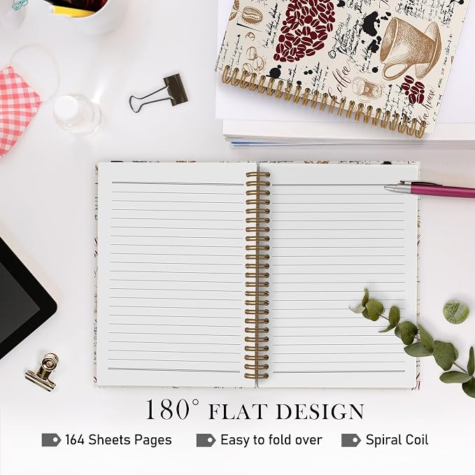 Coffee Spiral Notebook, Coffee Lover Gifts, Coffee Bean Notebook, Coffee Themed - Image 5
