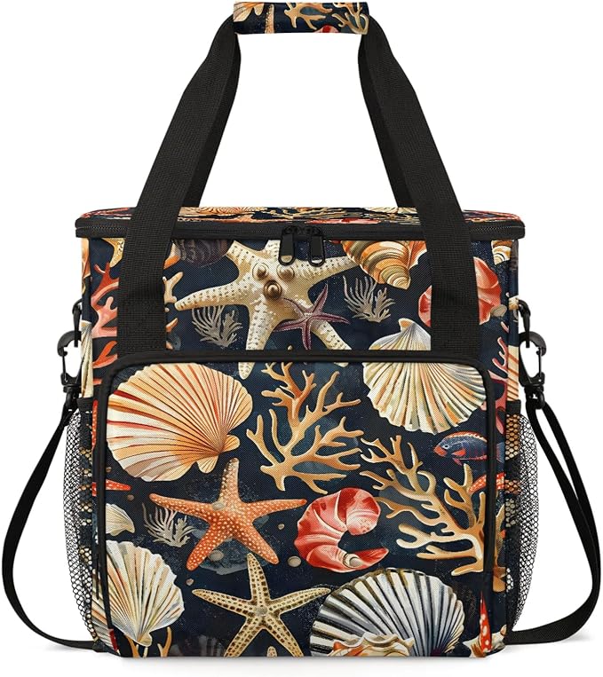 Coastal Beach Seashell Starfish Coffee Maker Carring Bag, Large Insulated by Home