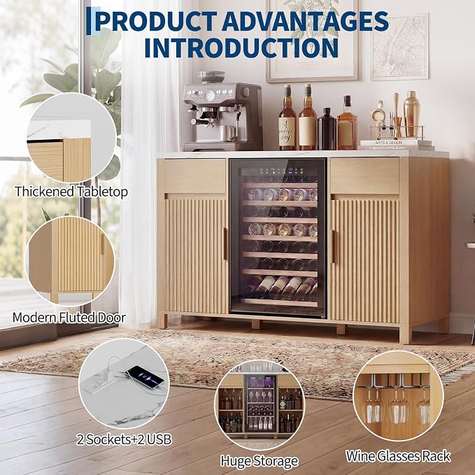 Garvee 53" Fluted Coffee Bar - Image 4