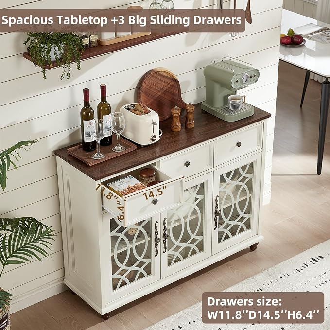 Joaxswe Farmhouse Sideboard Buffet Cabinet Set of 2 - Image 7