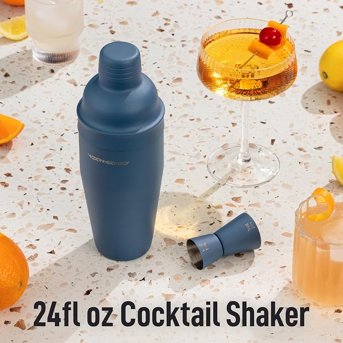 Modern Mixology 24oz Matte Blue Cocktail Shaker Set – Bartender Essentials - Image 4
