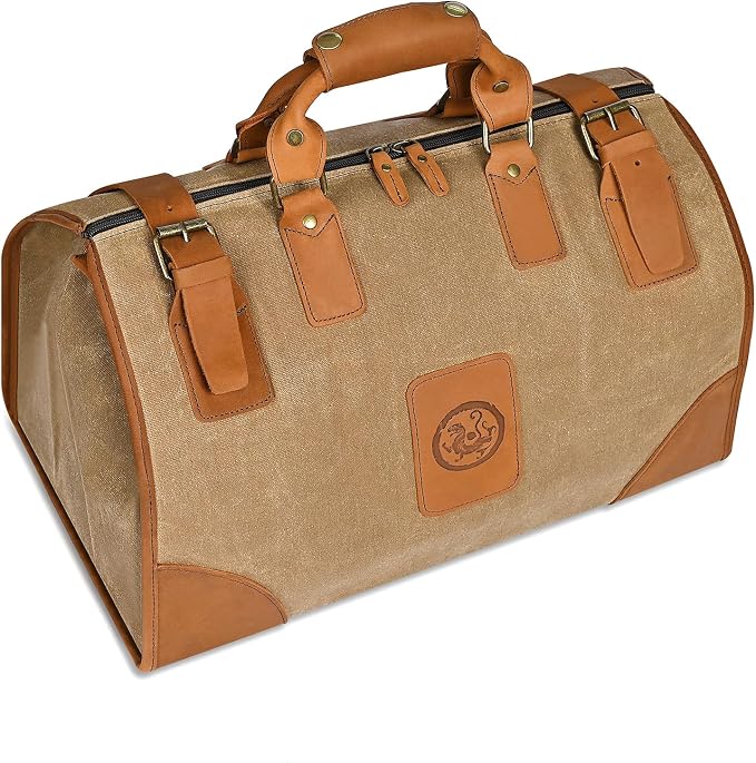 Water Resistant Canvas + Leather Travel Luggage Tote Duffle Gym Suitcase by Handadsume