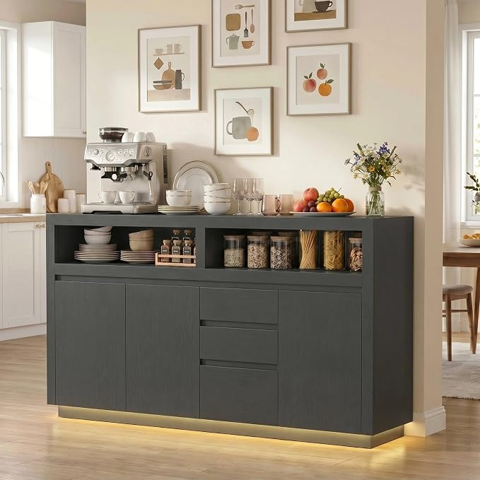 FOTOSOK 63" Sideboard Buffet Cabinet - Image 4