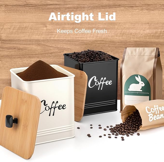 Airtight Coffee Canister-Coffee Container, Airtight 40 oz Large Iron Black - Image 5