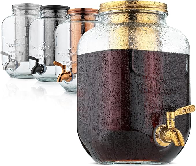 BTaT- 1 Gallon Cold Brew Coffee Maker, Thick Glass Pitcher by BrewToATea