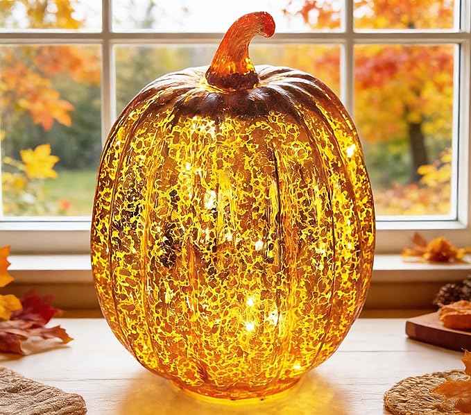 Mercury Glass Pumpkin Light - Image 2