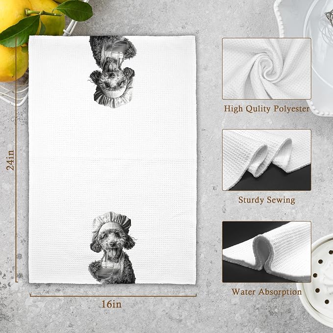 Dog Poodle Kitchen Towels Set of 2, Funny Cute Hand Bathroom Towels Gifts - Image 7