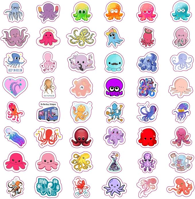 100Pcs Octopus Stickers for Water Bottle and Laptop - Image 4