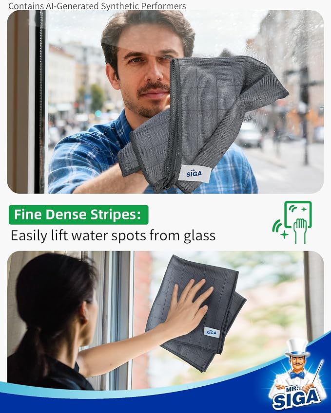 MR.SIGA Ultra Fine Microfiber Glass Cleaning Cloths, Lint Free, Streak Free - Image 5