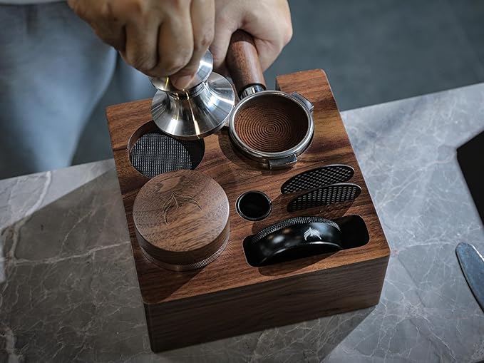 58mm Tamper Station Walnut Portafilter Holder Compact Espresso Organizer - Image 2