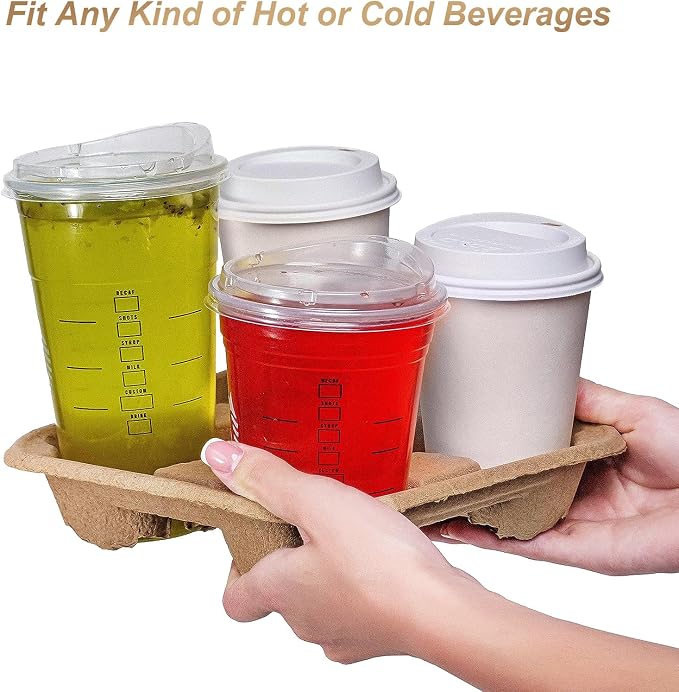 4 Cup Carrier Tray, Biodegradable Cup Holder, Coffee Shops, Restaurants - Image 5