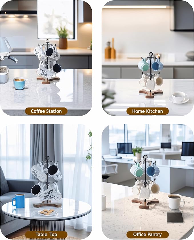Mug Holder Tree for Countertop | 2-Tier Coffee Cup Stand & Rack Holds 6 Large - Image 8