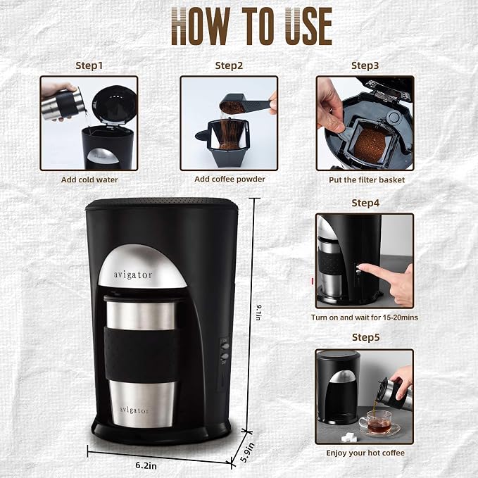 Portable Coffee Maker for Travel Camping Car, Compact Drip Coffee Machine - Image 9