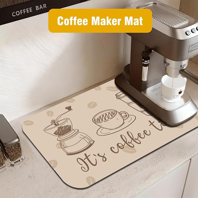 It's Coffee Time Coffee Mat 12" x 19", Non-Slip Absorbent Quick-Dry Mat - Image 8