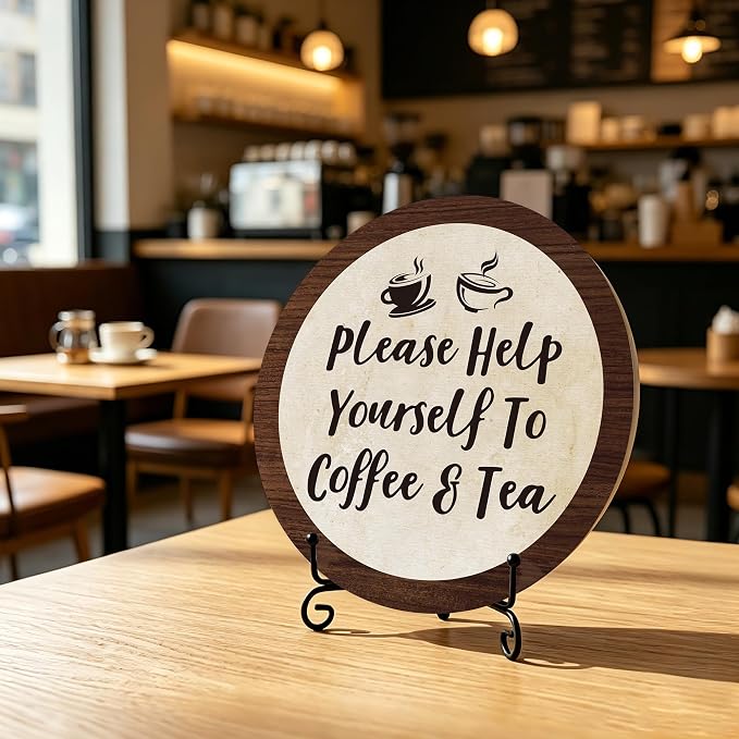 Coffee And Tea Bar Sign, Wooden Round Sign - Image 3