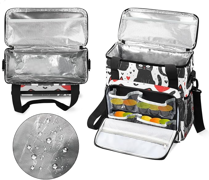 Cartoon Cats Coffee Maker Carring Bag, Large Insulated Storage Organizer Case - Image 3