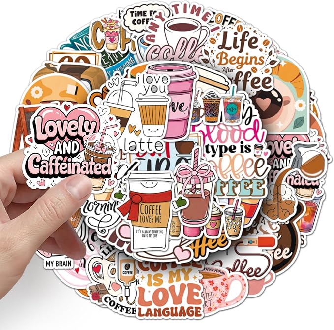 50pcs Aesthetic Coffee Time Stickers - Image 2