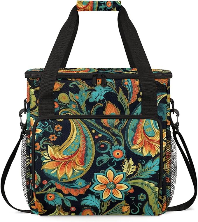 Paisley Flowers Coffee Maker Carring Bag, Large Insulated Storage Organizer by Home