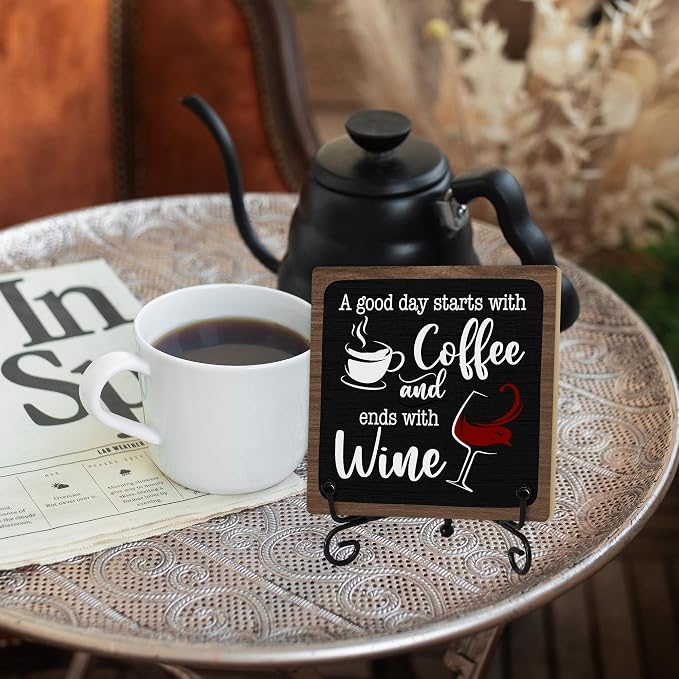 Coffee And Wine Desk Decor Sign, Rustic Wooden Sign - Image 5