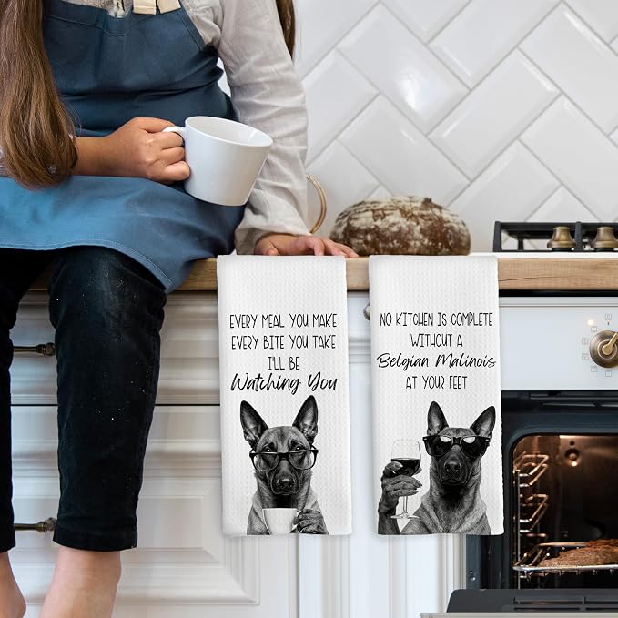 Belgian Malinois Kitchen Towels Set of 2, Dog Kitchen Accessories, Bar Decor - Image 3
