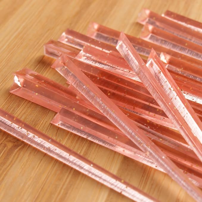 BambooMN - Triangular Appetizer Food and Drink Prism Picks - 3.5" - Pink w/Gold - Image 4