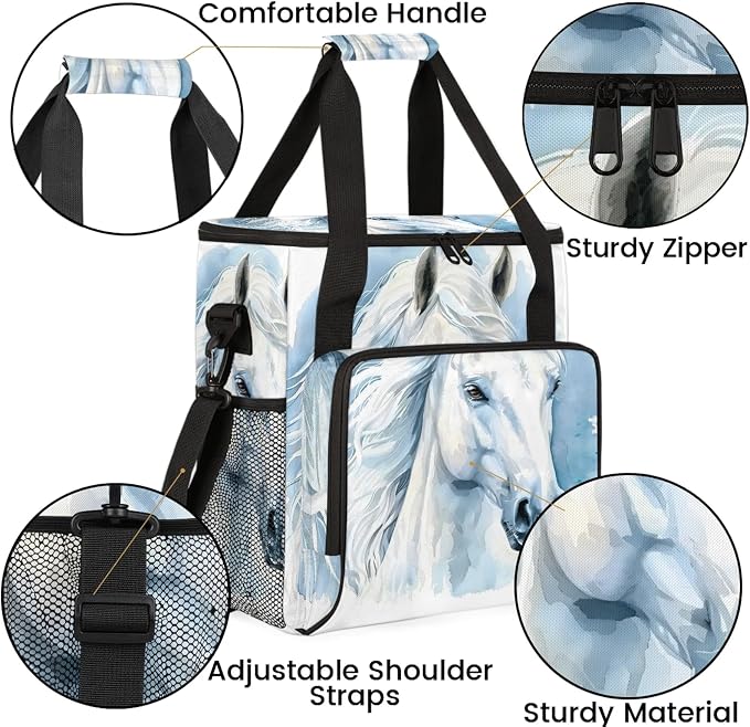 Horse Animal Coffee Maker Carring Bag, Large Insulated Storage Organizer Case - Image 6