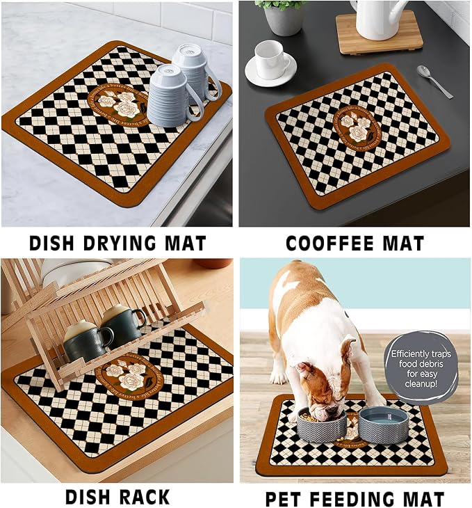 Coffee Bar Mat Rubber Dish Drying Mat - Image 4
