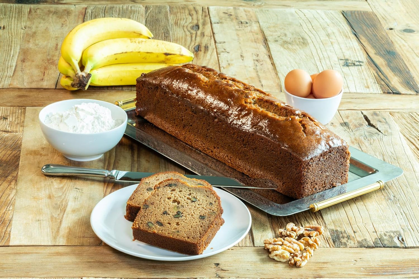 Nadel - Naturally Delicious Banana Nut bread, 4 Pack, Fresh Bananas, Crunchy Walnuts, Lunch snack breakfast bars Natural fresh brand, Cake Slices