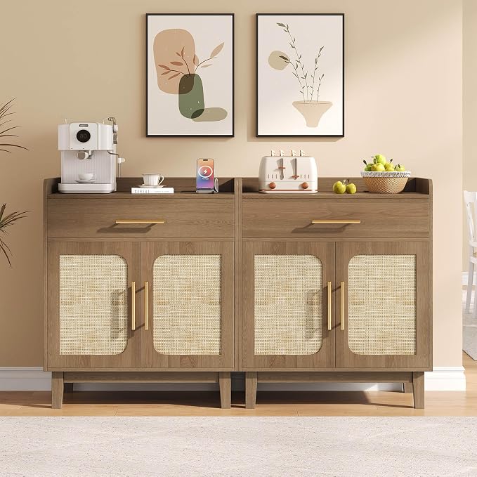 60" Rattan Sideboard Buffet Cabinet by Einhomn