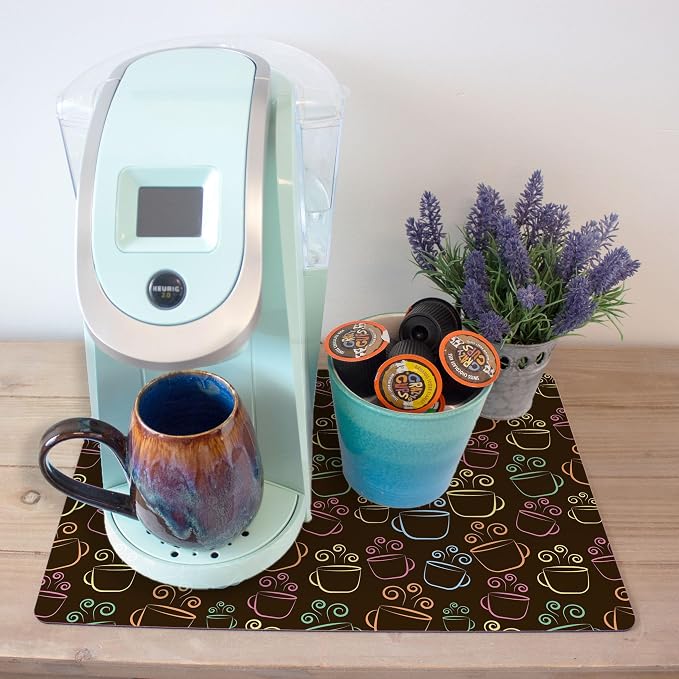 Coffee Maker Mat for Countertop – Absorbent, Non-Slip Coffee Bar Mat, Protects - Image 3