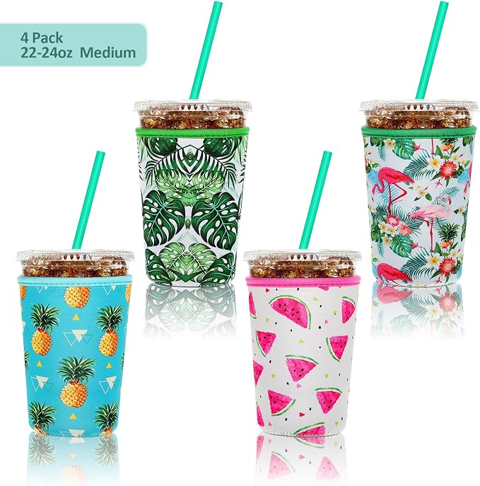 Patelai 4 Pieces Reusable Iced Coffee Sleeve Cup Insulator - Image 2