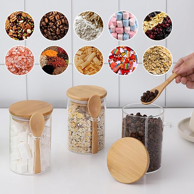 TIPGO Sugar Jar Bath Salt Container – 17 oz Glass Jar - Image 7