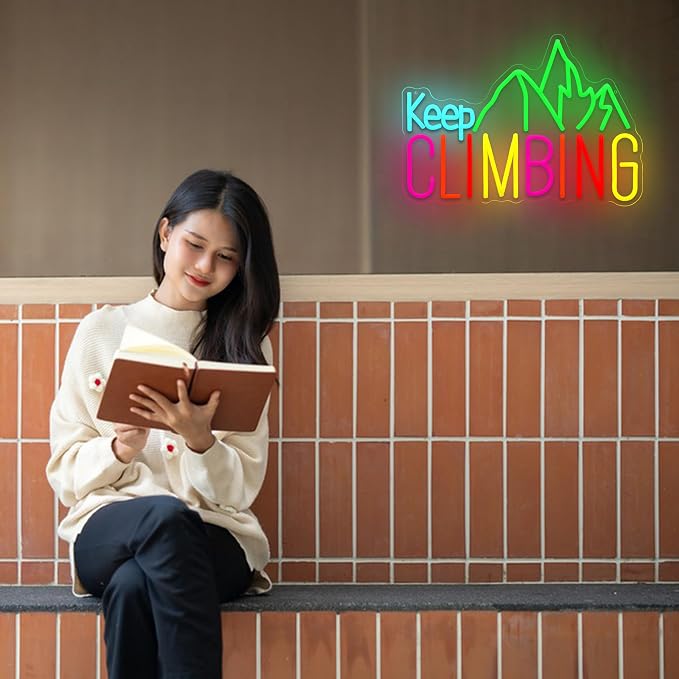 Keep Climbing Neon Sign for Wall Decor Dimmable Climbing LED Light Up Sign LED - Image 6