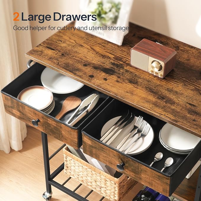 HOOBRO Kitchen Island with Storage, Rolling Island Cart - Image 5