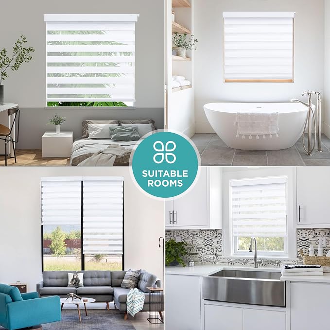 Joydeco No Drill Zebra Blinds for Windows, Cordless Day & Night Dual Sheer - Image 8