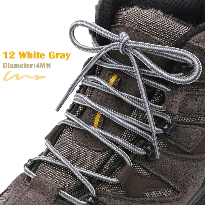 DELELE 2 Pair Round Boot Laces Outdoor Hiking Walking Shoelaces Dual Coloured - Image 2
