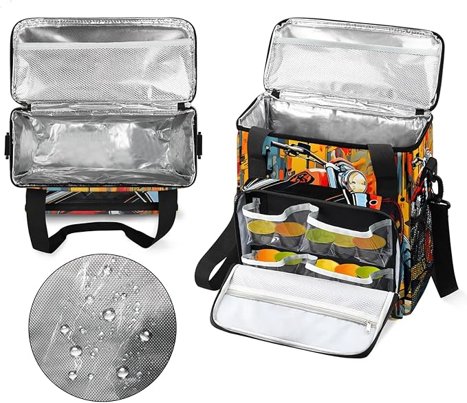 Cool Motorcycle Coffee Maker Carring Bag, Large Insulated Storage Organizer - Image 3