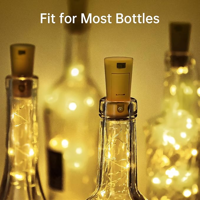 Aluan Wine Bottle Lights with Cork, Christmas Lights 10 Pack 20 LED Mini Fairy - Image 5