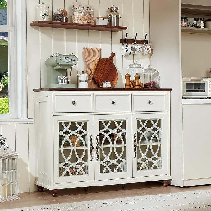 Joaxswe Farmhouse Sideboard Buffet Cabinet Set of 2 - Image 9