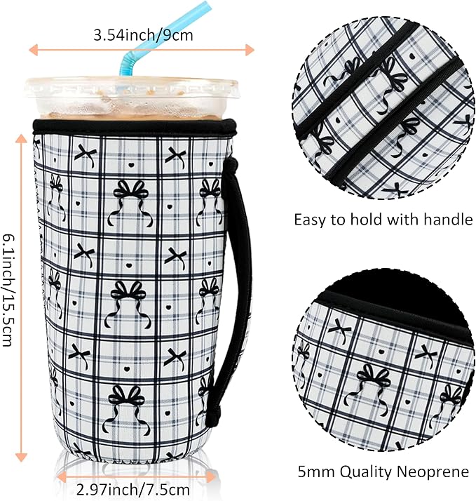 4 Pack Iced Coffee Sleeve, reusable Neoprene Cup Sleeves Suitable - Image 3
