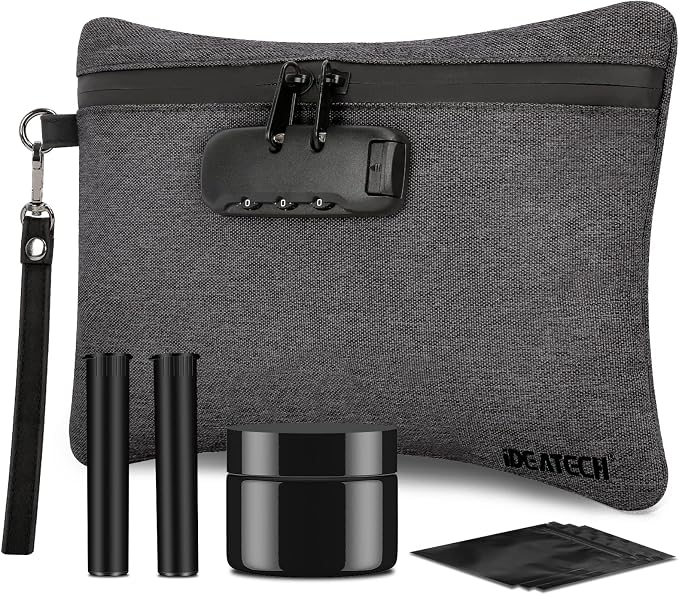 IDEATECH Smell Proof Bag with Combination Lock, Odor Proof Storage Case with 3 by IDEATECH