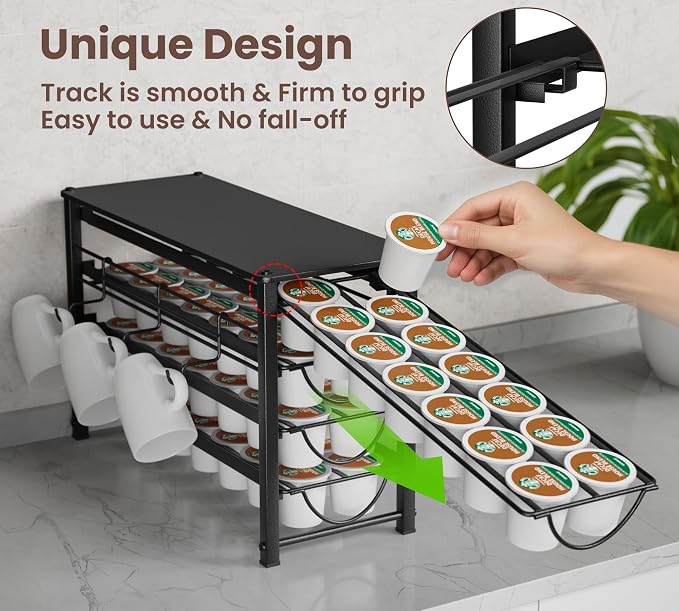 HFHOME Coffee Pod Organizer for Countertop, 4-Tier Metal Storage Drawer - Image 5