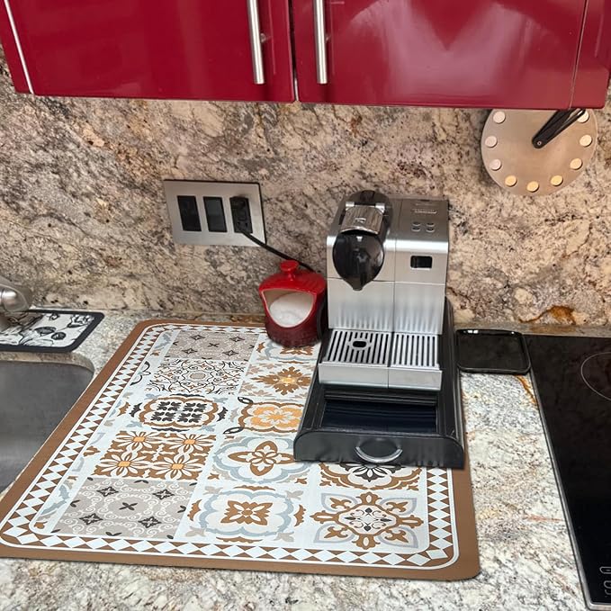 Mandala Boho Dish Drying Mats For Kitchen Counter Dryer Coffee Maker Bar Mat - Image 5