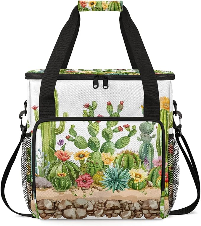 Cactus Floral Coffee Maker Carring Bag, Large Insulated Storage Organizer Case by Home