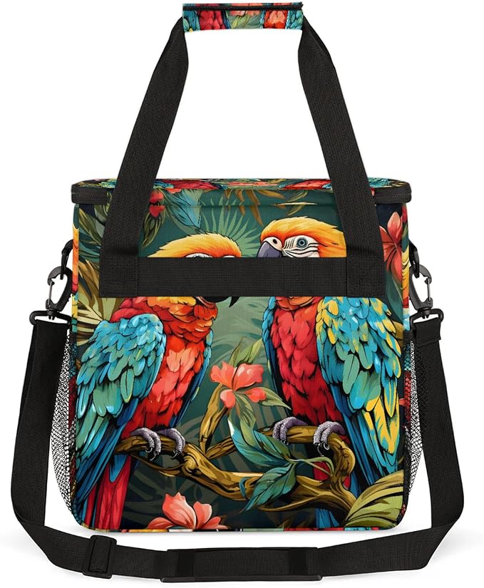 Tropical Bird Parrot Coffee Maker Carring Bag, Large Insulated Storage - Image 5