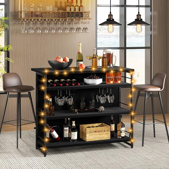 Giantex Home Bar Unit, 4 Tier Liquor Bar Table - Image 2