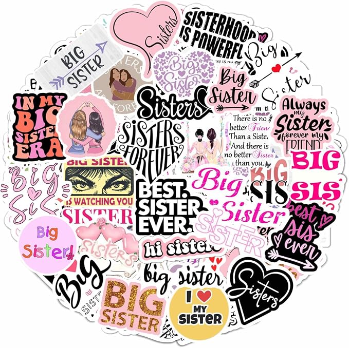 100Pcs Big Sister Stickers for Water Bottle and Laptop by BulbaCraft