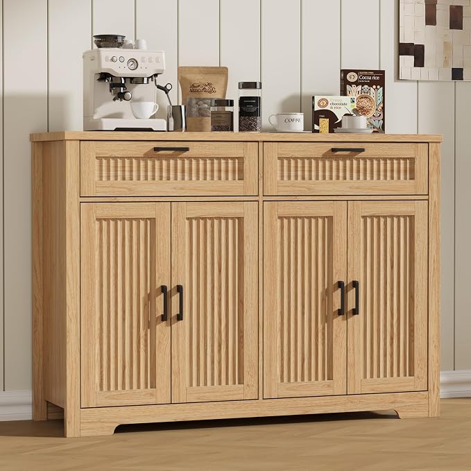 Buffet Cabinet with 2 Storage Drawers, Farmhouse Coffee Bar Table with Storage by JMHDYG