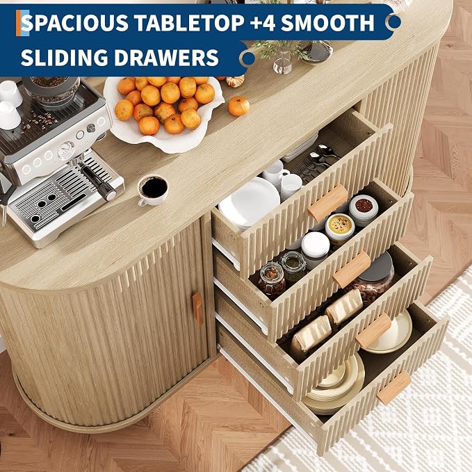 47" Fluted Sideboard Buffet Cabinet - Image 4